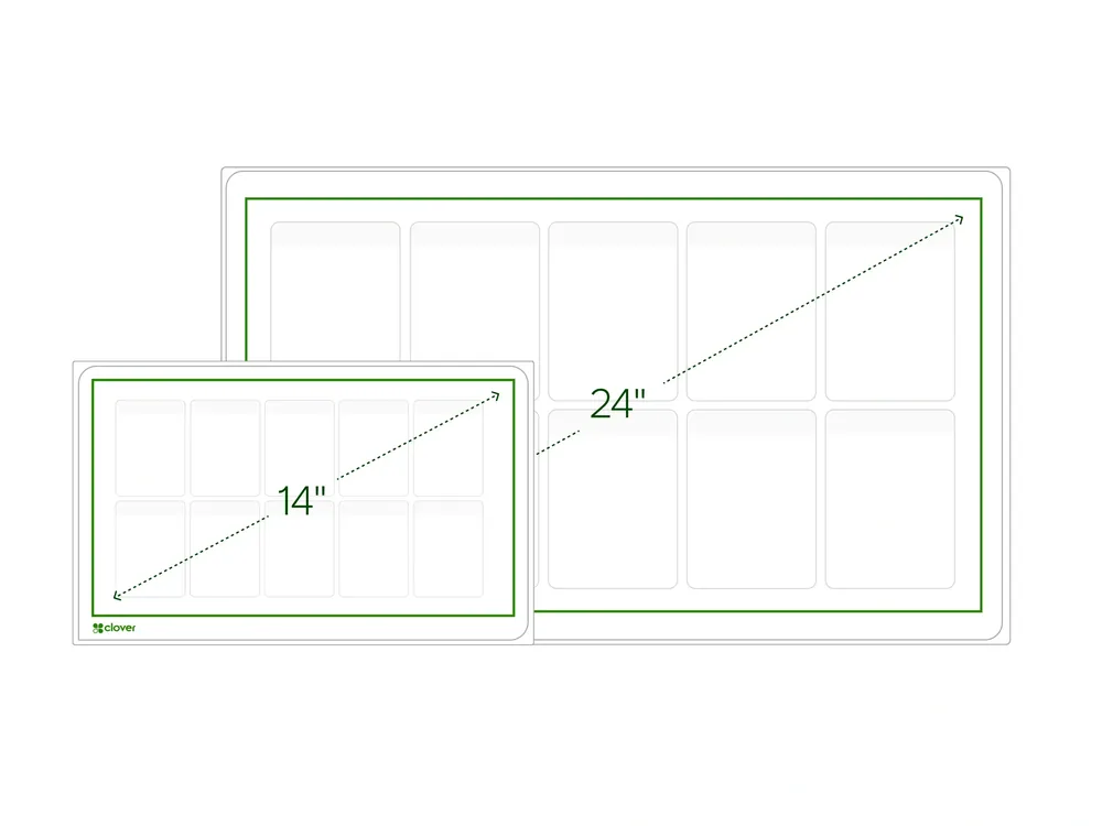 Size comparison of the 14-inch and 24-inch Clover Kitchen Displays